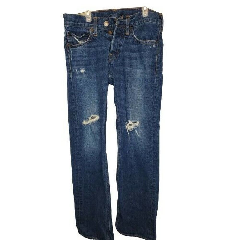 Hollister 28x30 Balboa Classic Straight Button Fly Distressed Denim Jeans Men's
